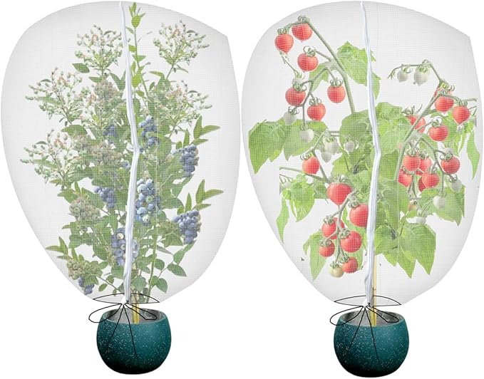 Gardtree 2PCS 6 × 7.8 FT Large Fruit Tree Netting Covers with Double Zipper & Drawstring, Garden Mesh Barrier for for Blueberry Bushes, Tomato & Citrus – Easy-Access Mesh Bird & Squirrel Barrier