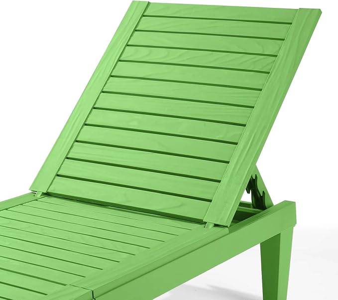 Nestl Sun Tanning Chair - Lime Green Chaise Lounge Chair Outdoor, Lightweight Pool Lounge Chairs, Adjustable 5-Position Reclining Lawn Chair, Waterproof Beach Outdoor Lounge Chairs