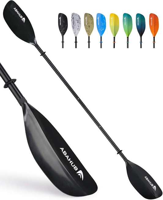 Abahub Adjustable Kayak Paddle 210-230 cm/ 230-250 cm Floating Kayaking Oars Boating Oars Canoeing Oars Black