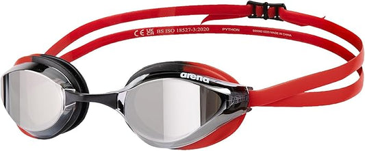 ARENA Unisex Python Racing Swim Goggles for Men and Women Anti-Fog No Leak Max Comfort Dual Strap, Mirror/Non-Mirror Lens