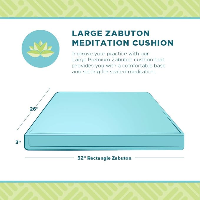 Bean Products Meditation Cushion - Zabuton Meditation Pillows for Sitting on Floor, Yoga Cushion, Cotton Yoga Pillow, Zen Kneeling Prayer Pad- Made in USA - Premium 32x26x3, Natural