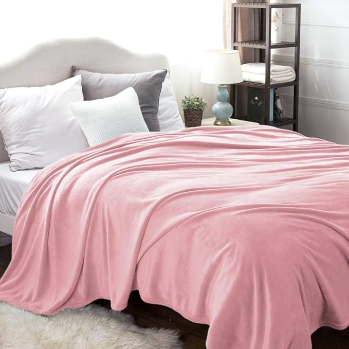 Bedsure Fleece Blankets King Size Pink - Bed Blanket Soft Lightweight Plush Cozy Fuzzy Luxury Microfiber Throws, 108x90 inches