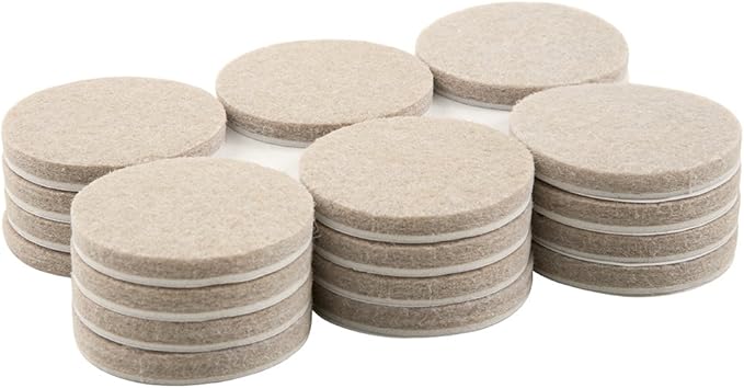 SOFTTOUCH 1 1/2" Round Heavy Duty Felt Furniture Pads for Hardwood, Beige (24 Pack)