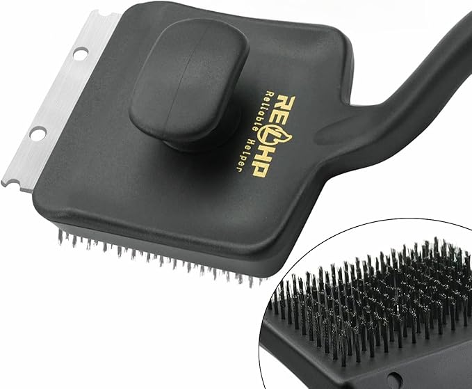 Grill Brush and Scraper [Extra Long 17-Inch Handle] Wire Grill Brush for Outdoor Grill Grill BrushGrill Cleaning Brush Grill Accessories for Most Grill Grill Accessories Gift for Men/Dad