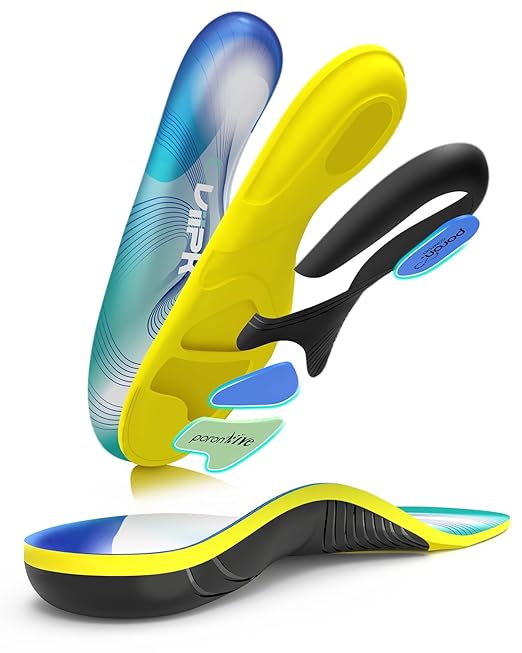 Upgraded Plantar Fasciitis Insoles, 240lbs Heavy Duty Work Boot Insoles for Men, Arch Support Orthotics Inserts, Athletic Gel Shoe Inserts for Pain Relief, Flat Feet, Standing All Day - S