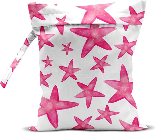 Wet Bag, Wet Dry Bag, Wet Bag for Swimsuit, Travel, Beach, Pool, Diapers, Dirty Yoga Gym Clothes, Makeup Bag, Waterproof Reusable Beach Bag Ocean Decor Starfish Sea Horse Anchor