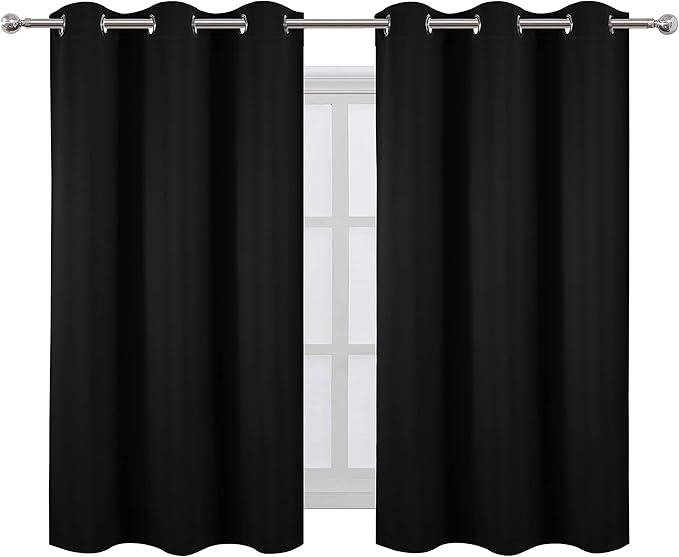 LEMOMO Black Blackout Curtains 34 x 54 Inch Length/Set of 2 Curtain