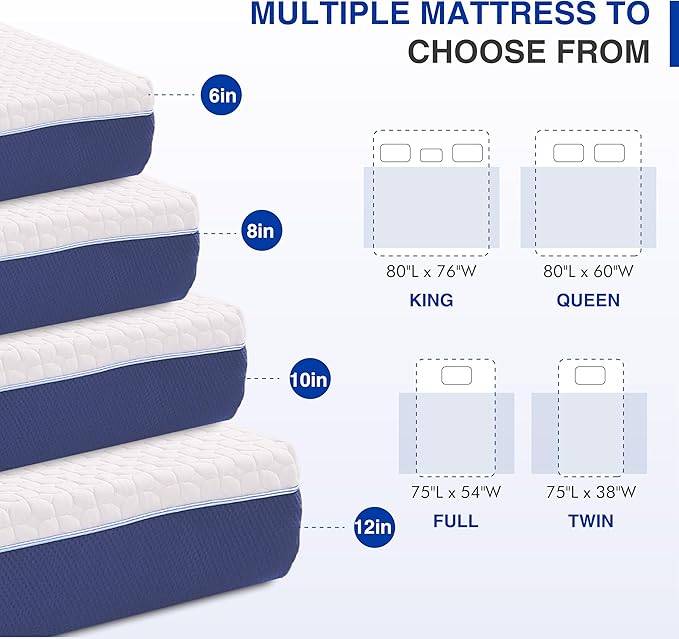8 Inch Twin Gel Cooling Memory Foam Mattress, Pressure Relief, Medium Firm Support，Mattress in a Box, CertiPUR-US Certified