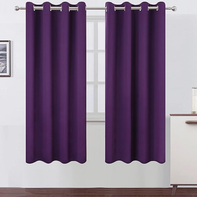 LEMOMO Purple Thermal Blackout Curtains/52 x 72 Inch/Set of 2 Panels Room