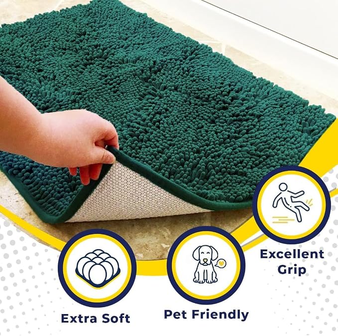 Muddy Mat® | Super Water Absorbent Door Mat Indoor, Microfiber Quick Dry Chenille Entryway Rug, Slip Resistant Front Door Mat, Indoor Mats for Entryway, Machine Washable Pet Rug, Slate Blue 32" x 40"