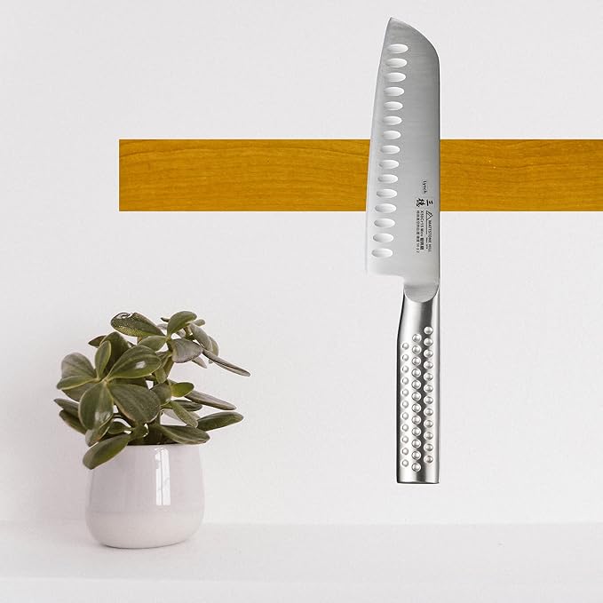 MATTSTONE HILL 7" Hollow Edge Asian Chef's Knife - German Steel, 304 Stainless Steel Handle