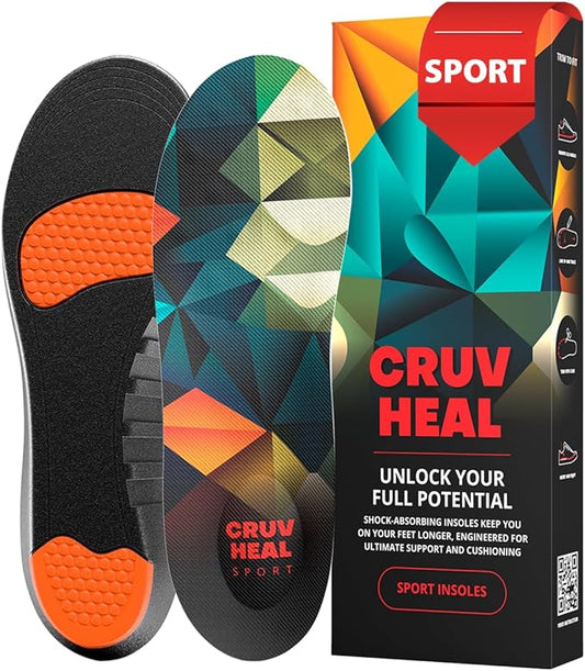Sport Shock Absorbing Insoles - Athletic Shoe Cushioning Inserts for Men and Women - Ideal for Active Sports Running Training Hiking - Neutral Arch Good for Sneakers Shoes, XL