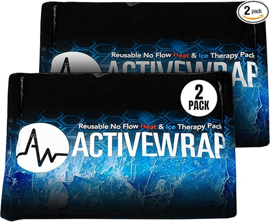 ActiveWrap - Ice Pack for Injuries Reusable Gel Packs, Hot Cold Packs First Aid, Pain Management, Injury Recovery, Ice Compress with Individual Pack Covers, Elbow, Medium, 6 x 9 inches