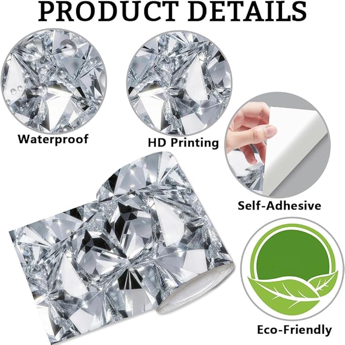 Diamond Wallpaper Border Peel and Stick 196.9 x 3.9 Inch Wall Border Trim