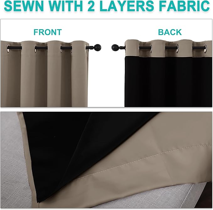 NICETOWN 100% Blackout Short Curtains