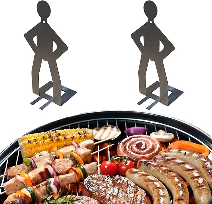 2025 Stainless Steel BBQ Sausage Holder – New Creative Standing Man Sausage Rack, Funny Shape Metal Hot Dog Grill Holder, Hot Dog Roasting Sticks for Outdoor Camping (2 PCS)