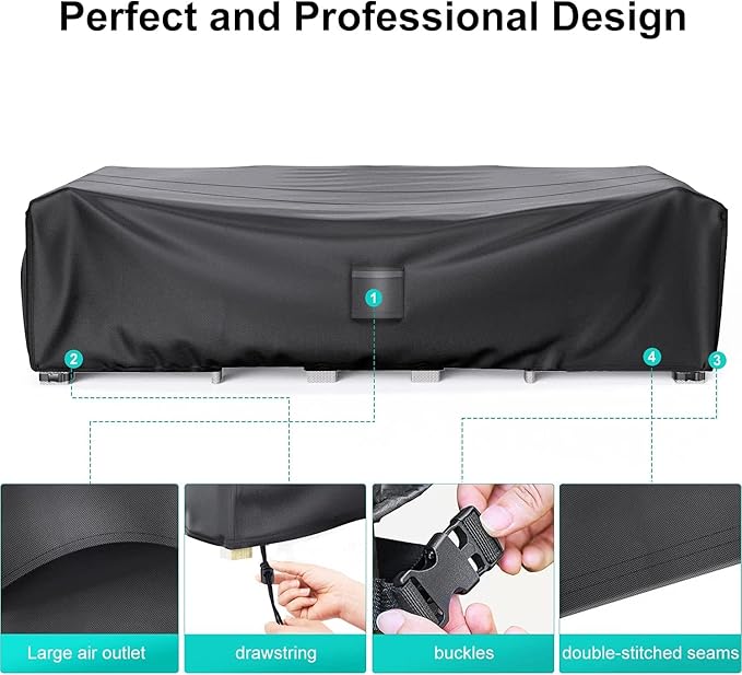Patio Furniture Covers, Heavy Duty Outdoor Furniture Cover Waterproof, Sectional Sofa Set Covers Table and Chair Set Cover, 102"L×74"W×28"H