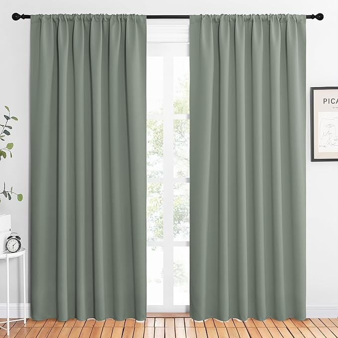 NICETOWN 2 Panels Blackout Curtains, Rod Pocket Thermal Insulated Drapes 84