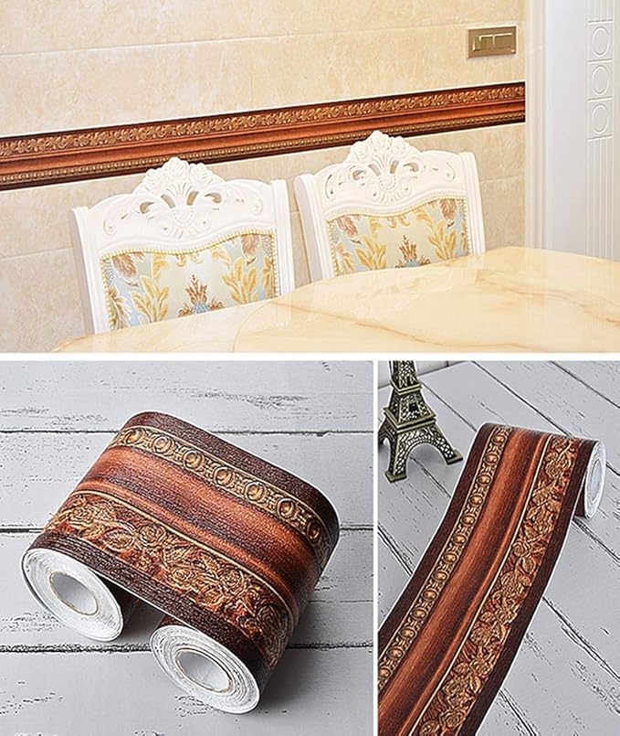 REDODECO 3D Flower Pattern Molding Peel Stick Wall Border