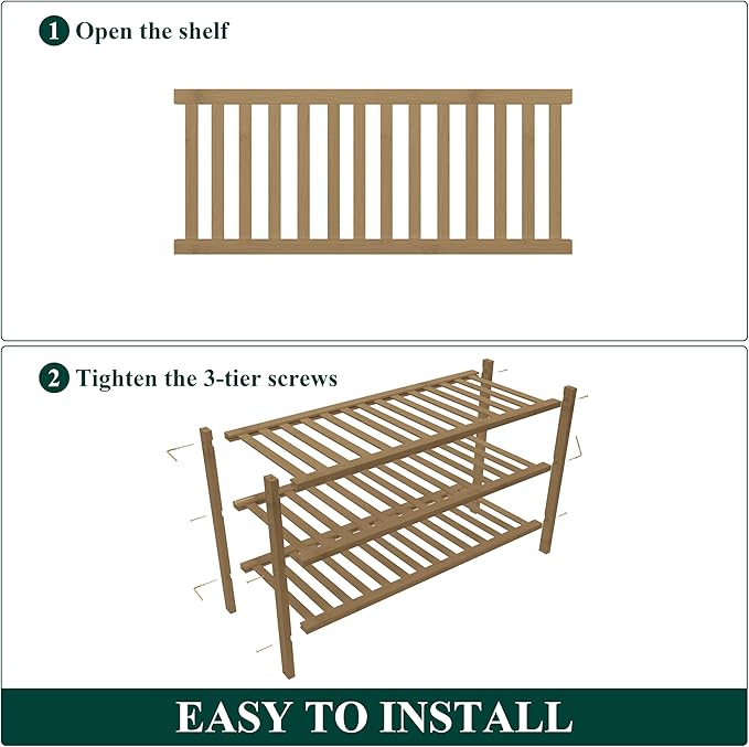 Smiry Bamboo Shoe Rack for Closet, 3 Tier Wooden Stackable Shoe Organizer, Free Standing Shoes Storage Shelf for Entryway, Front Door Entrance, Walnut