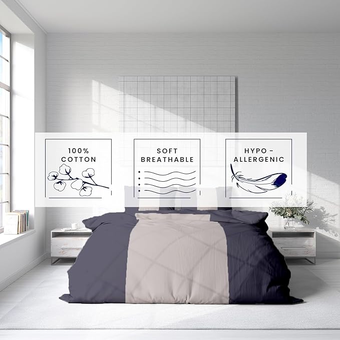 Kotton Culture 120"x98" 3 Pc Oversized King Duvet Cover Set 100% Egyptian Cotton - 600 TC Comforter Cover, Zipper Closure & Corner Ties - Fits Large King Inserts (Oversized King,Dashing Grey)