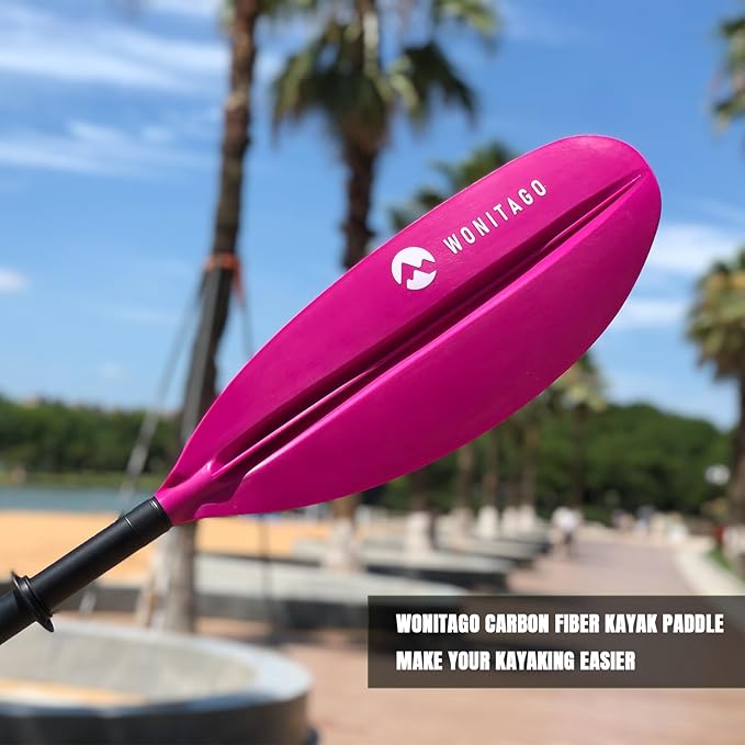 Kayak Paddle Premium Carbon Fiber Paddle with Reinforced PP + Fiberglass Blade, Floating Adjustable Kayaking Oars, 3 Piece, 220-240 cm/86-94 Inches, 240-260 cm/94-102 Inches