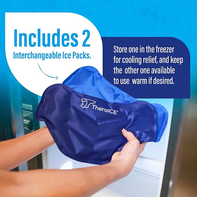 TheraICE Ice Pack for Back Brace for Lower Back Pain | 2 Hot or Cold Therapy Pain Relief Products for Sciatica, Herniated Disc., Lumbar Relief | 2 Heating Pads for Men or Women