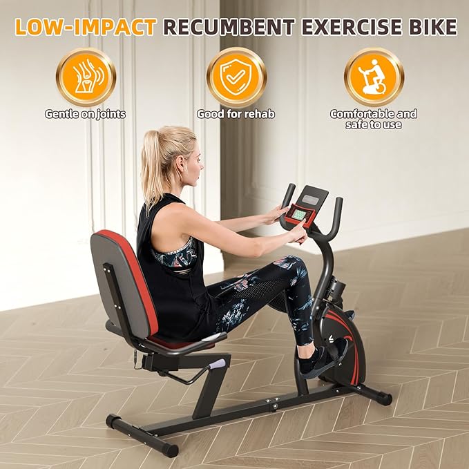 VANSWE Recumbent Exercise Bike, Recumbent Stationary Bikes for Home 400 LBS Weight Capacity, Exercise Bike for Home Seniors with Smart App and Bluetooth Connectivity, LED Display, Pulse Handle
