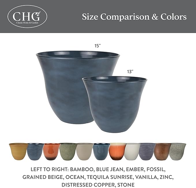Classic Home and Garden by Growscape Honeysuckle Resin Planters - Lightweight Indoor & Outdoor Plant Pots - UV-Resistant Plastic Flower Pots - Pot Planters for Flowers & Herbs (13" Vanilla White)