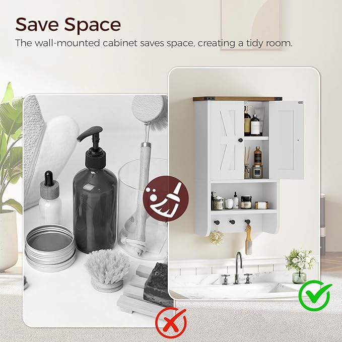 MAHANCRIS Bathroom Wall Cabinet, Farmhouse Medicine Cabinet