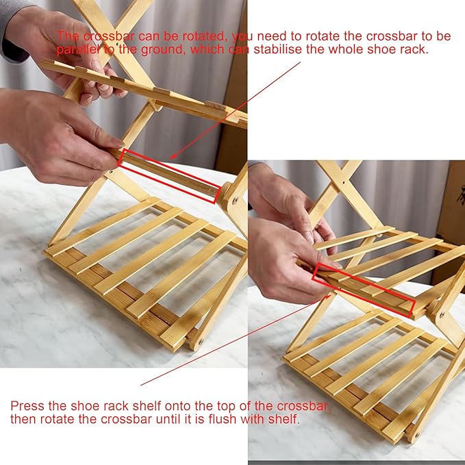 YYW Bamboo Shoe Rack for Entryway,Installation-Free and Foldable Vertical Shoe Storage Organizer,Free Standing Shoe Racks Shelf Closet Shoe Organizer for Living Room (Nature-5 Layers)