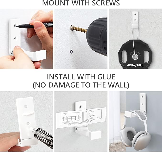 Folding Coat Hooks, Foldable Adhesive Hooks, Headphone Jacket Holder, Aluminum