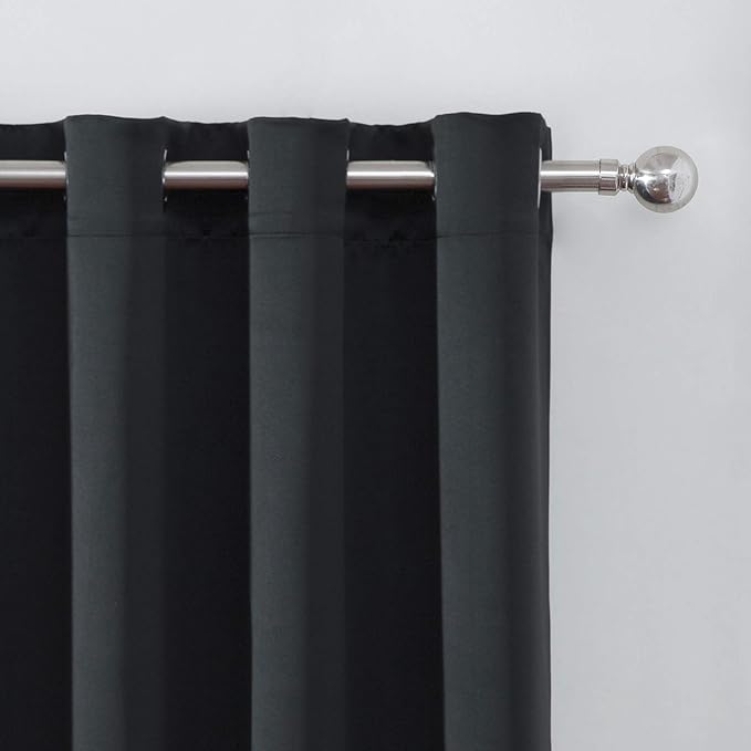 LEMOMO Black Blackout Curtains 52 x 63 Inch Length/Set of 2 Curtain