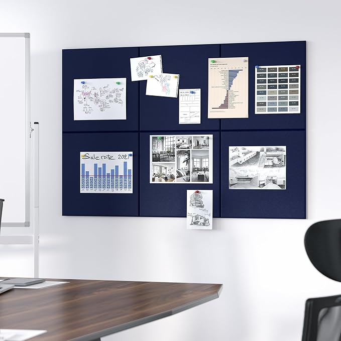 Neatsure Large Cork Board for Wall, 6 Panels Felt Tiles Tack Push Pin Board for