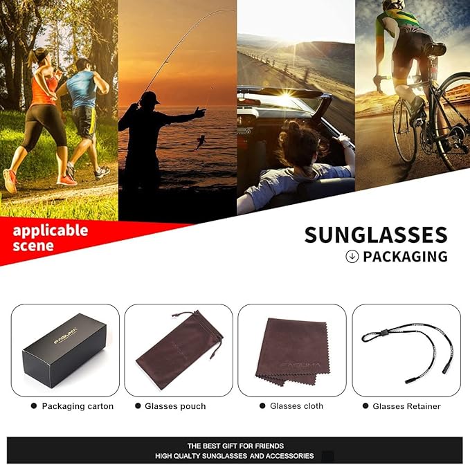FAGUMA Sports Polarized Sunglasses For Men Cycling Driving Fishing UV400 Protection