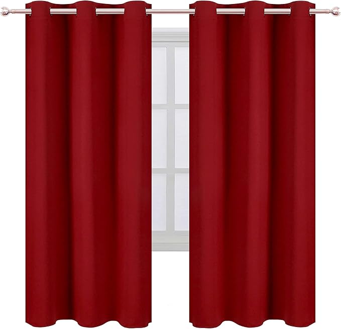 LEMOMO Red Thermal Blackout Curtains/42 x 72 Inch/Set of 2 Panels Room