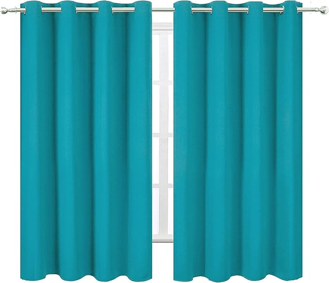 LEMOMO Teal Blackout Curtains 66 x 63 Inch Length/Set of 2 Curtain