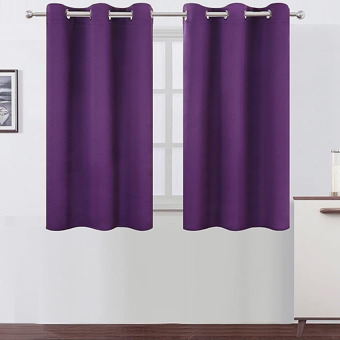LEMOMO Purple Thermal Blackout Curtains/38 x 54 Inch/Set of 2 Panels Room