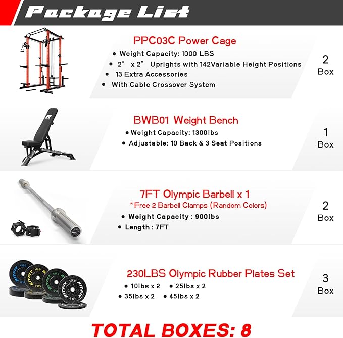 RitFit Power Cage with Optional LAT PullDown/Cable Crossover, 1000LB Squat Rack for Home & Garage Gym, with Weight Storage Rack and More Training Attachments, ASTM-Certified