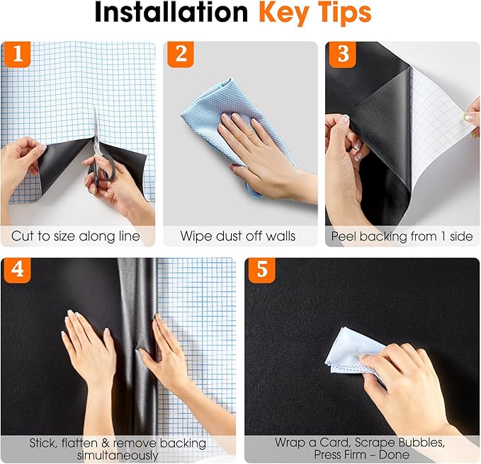 Chalkboard Wallpaper Peel and Stick, 17.5"x78.7" Blackboard Contact Paper Self