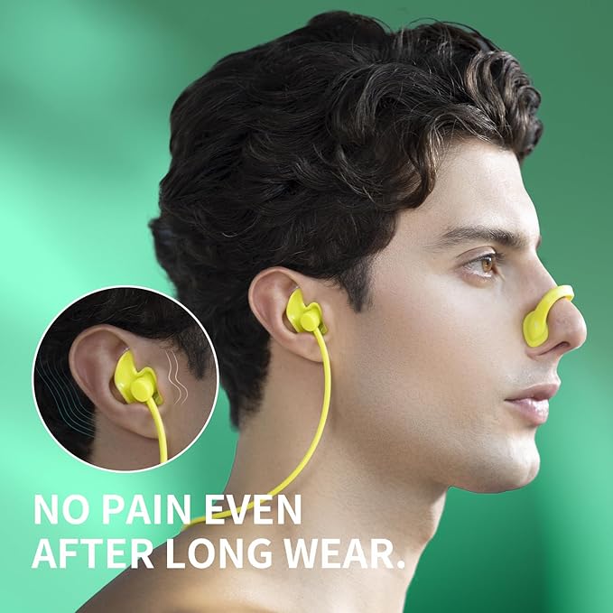 WATERTIME Waterproof Swimming Neckband Ear Plugs for Adults - Reusable Silicone Ear Plugs for Women & Men, Keep Ear Water Out for Swimming, Showering, Water Sports (Black, One Size)