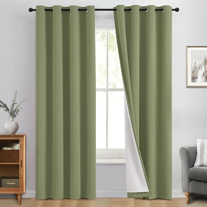Yakamok 100% Blackout Curtain Panels 84 inches Cold and Light Blocking Drapes