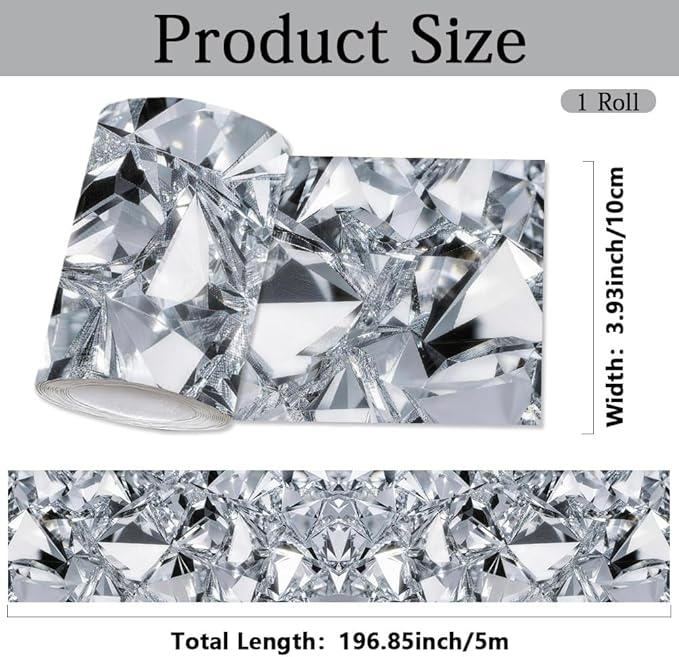 Diamond Wallpaper Border Peel and Stick 196.9 x 3.9 Inch Wall Border Trim