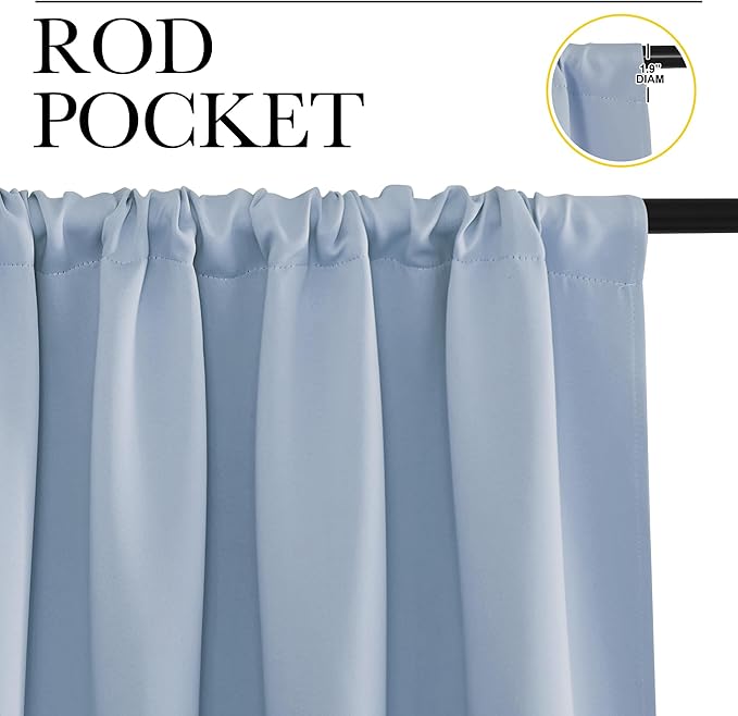 NICETOWN Blackout Curtains for Bedroom, Vintage Blue, 1 Pair, 70 by 63-inch