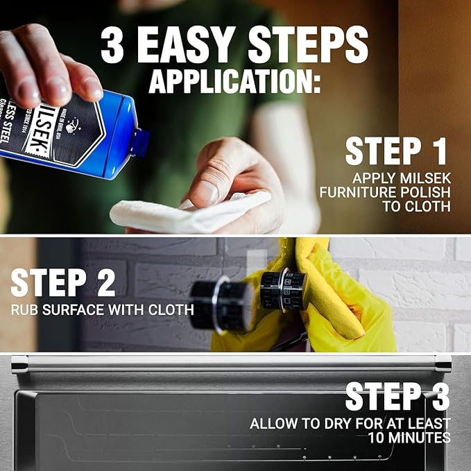 Milsek Stainless Steel Cleaner - Multipurpose Cleaning Supplies for Home and Kitchen Appliances, Sink, Stovetop, Dishwasher, Microwaves and Refrigerators - 12 Fl Oz (Pack of 2) with Microfiber Towel