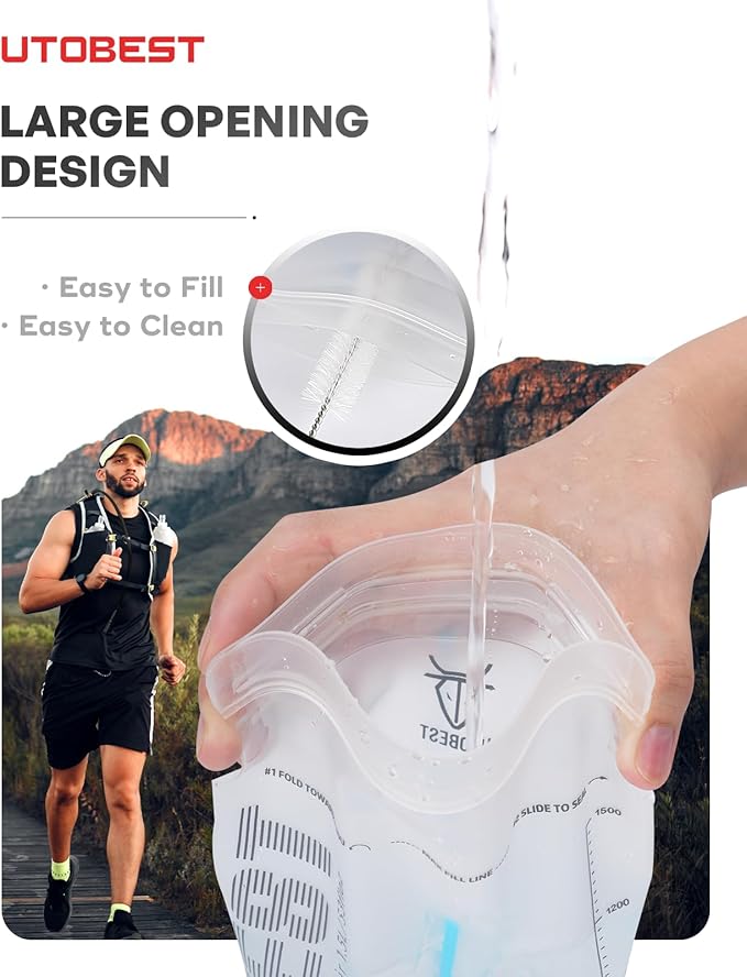 UTOBEST Hydration Bladder,TPU Water Bladder,Water Bladder for Hiking Backpack,BPA Free,Wide Opening,Leak-Proof,Water Reservoir for Hiking Cycling Camping Running