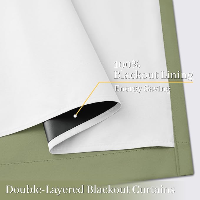 Yakamok 100% Blackout Curtain Panels 84 inches Cold and Light Blocking Drapes