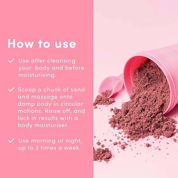 Sand & Sky Australian Pink Clay Exfoliating Body Scrub with Macadamia Oil - Smoothing Shimmer Body Polish for Cellulite Reduction, Helps with Keratosis Pilaris, 6.8 oz