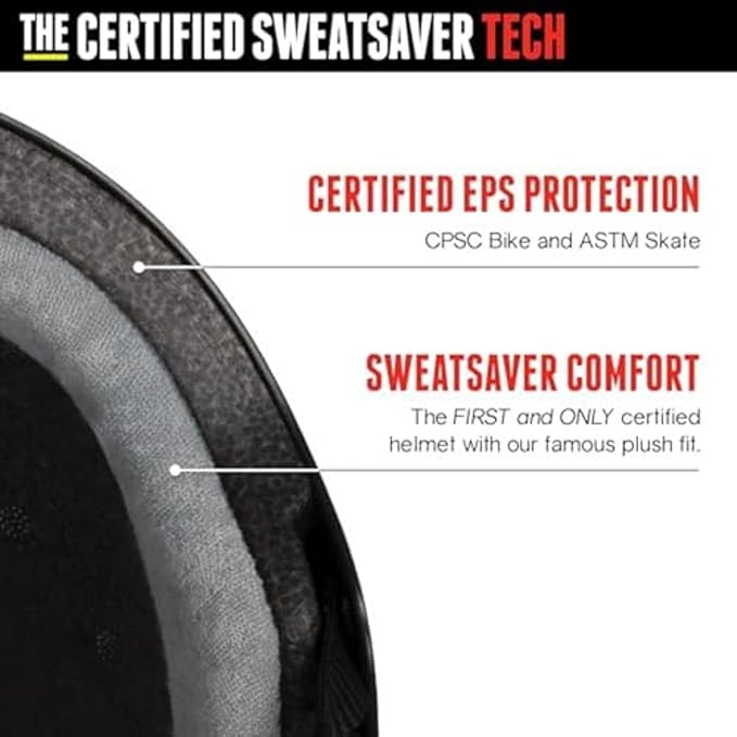 Triple Eight Certified Sweatsaver Helmet for Skateboarding, BMX, Roller Derby, Roller Skating, Inline Skating, Scooter and Bike