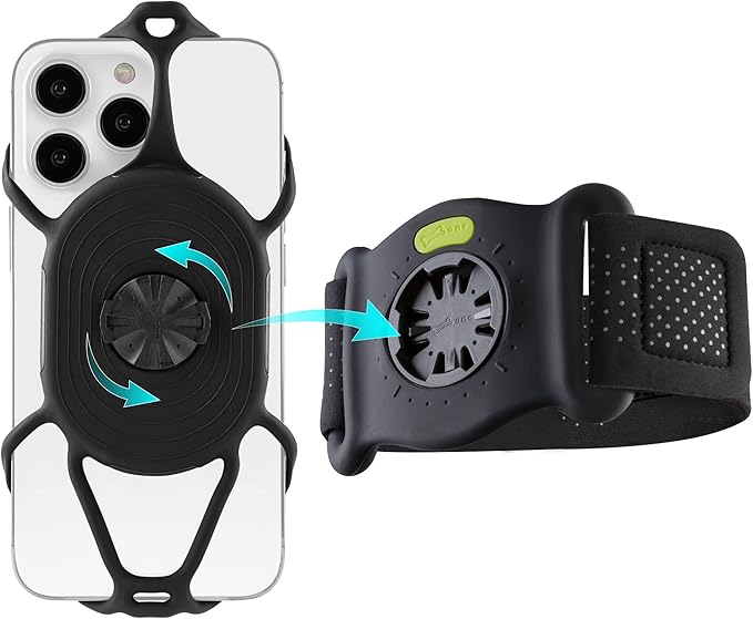 BONE Run Tie Connect Kit 2, Running Cell Phone Holder, Detachable & 360° Rotatable Sport Armband, Skin-Friendly Silicone Workout Phone Carrier Compatible with Most Smartphones (Connection Kit)